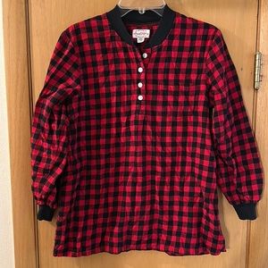 Lanz of Salzburg Women’s Plaid Buffalo Check Pajama Top Shirt Red Black Small
